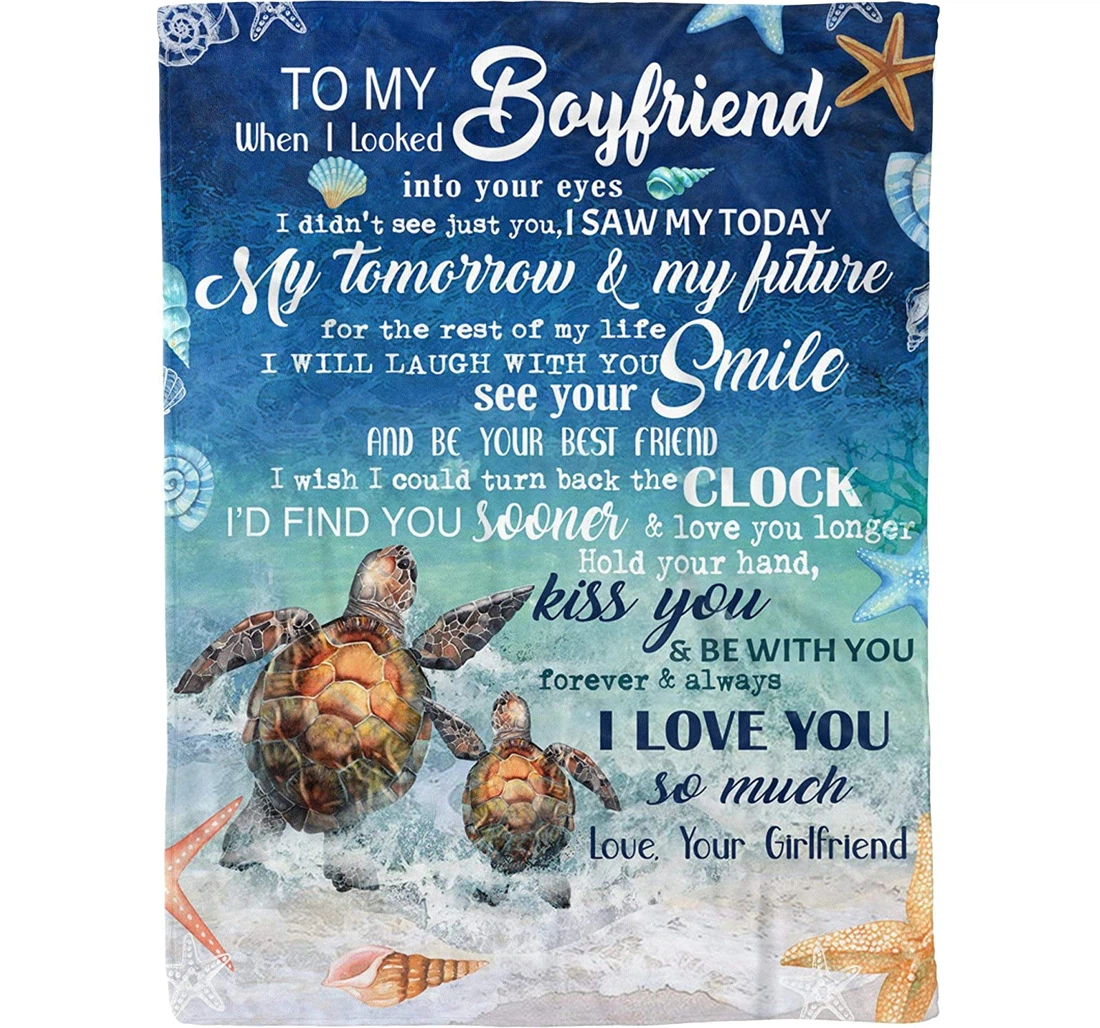 Throw Blanket, Quilt - Personalized Gifts Valentime’s Day Gifts Him To My Boyfriend When I Look Into Your Eyes Gifts Valentine Sherpa Fleece