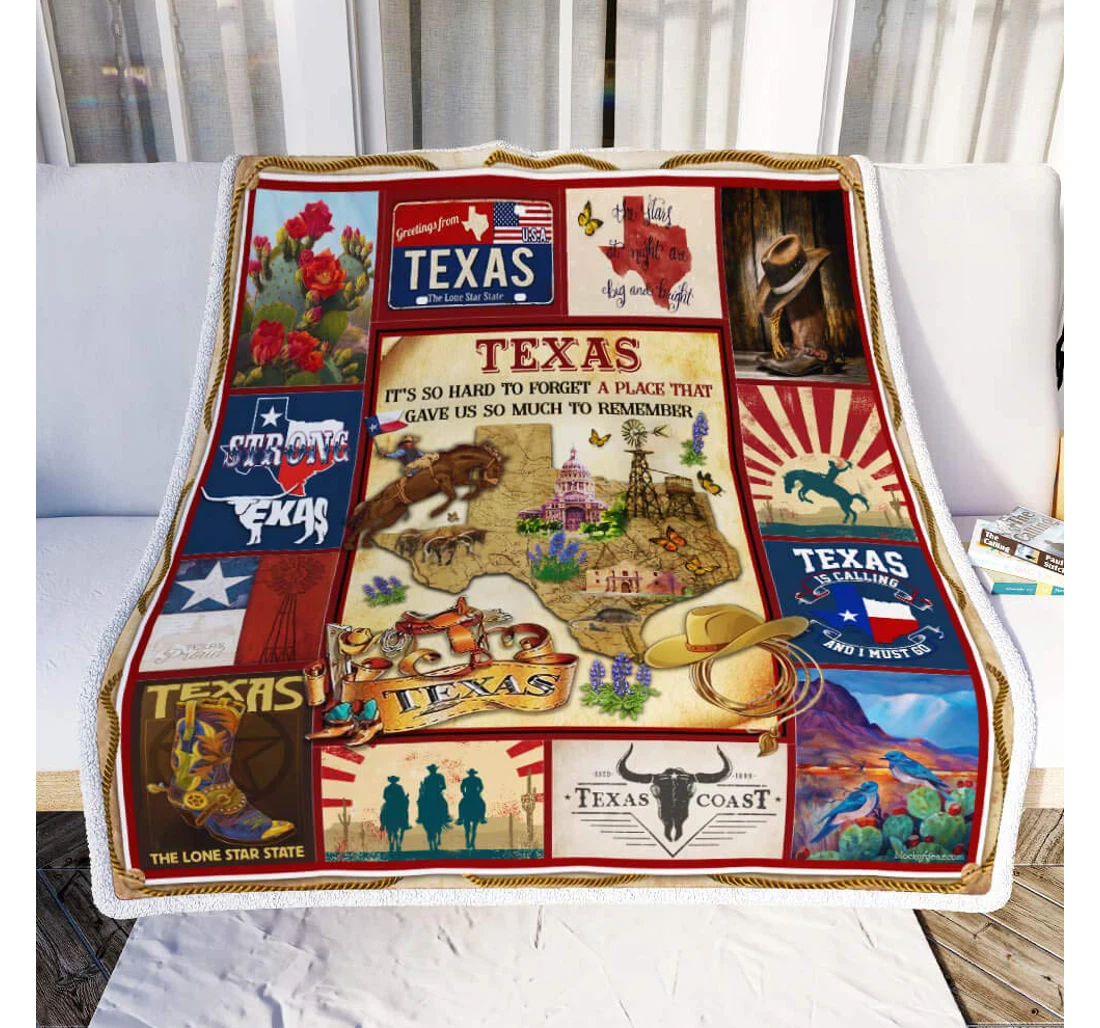 Throw Blanket, Quilt - Personalized Gifts Texas – It's So Hard To Forget A Place That Gave Us So Much To Remember Gifts Valentine Sherpa Fleece