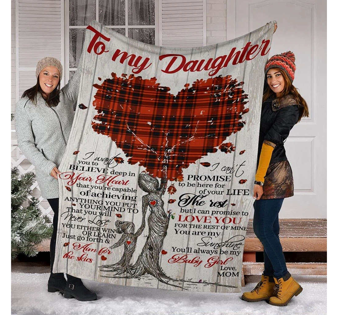 Throw Blanket, Quilt - Personalized Family To My Daughter From Mom Custom Name Print Mom And Daughter Human Heart Tree Light Weight Room Office Gifts Mothers Day Sherpa Fleece