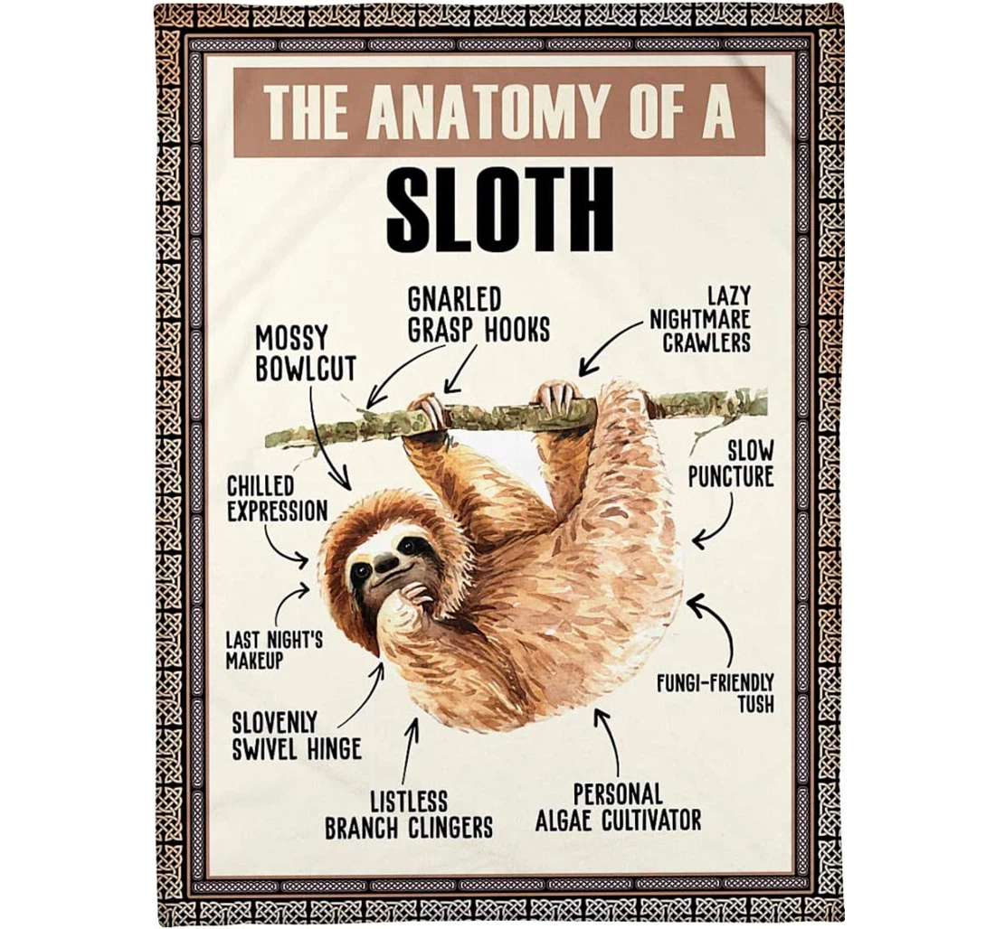 Throw Blanket, Quilt - Personalized Gifts The Anatomy Of A Sloth Sherpa Fleece