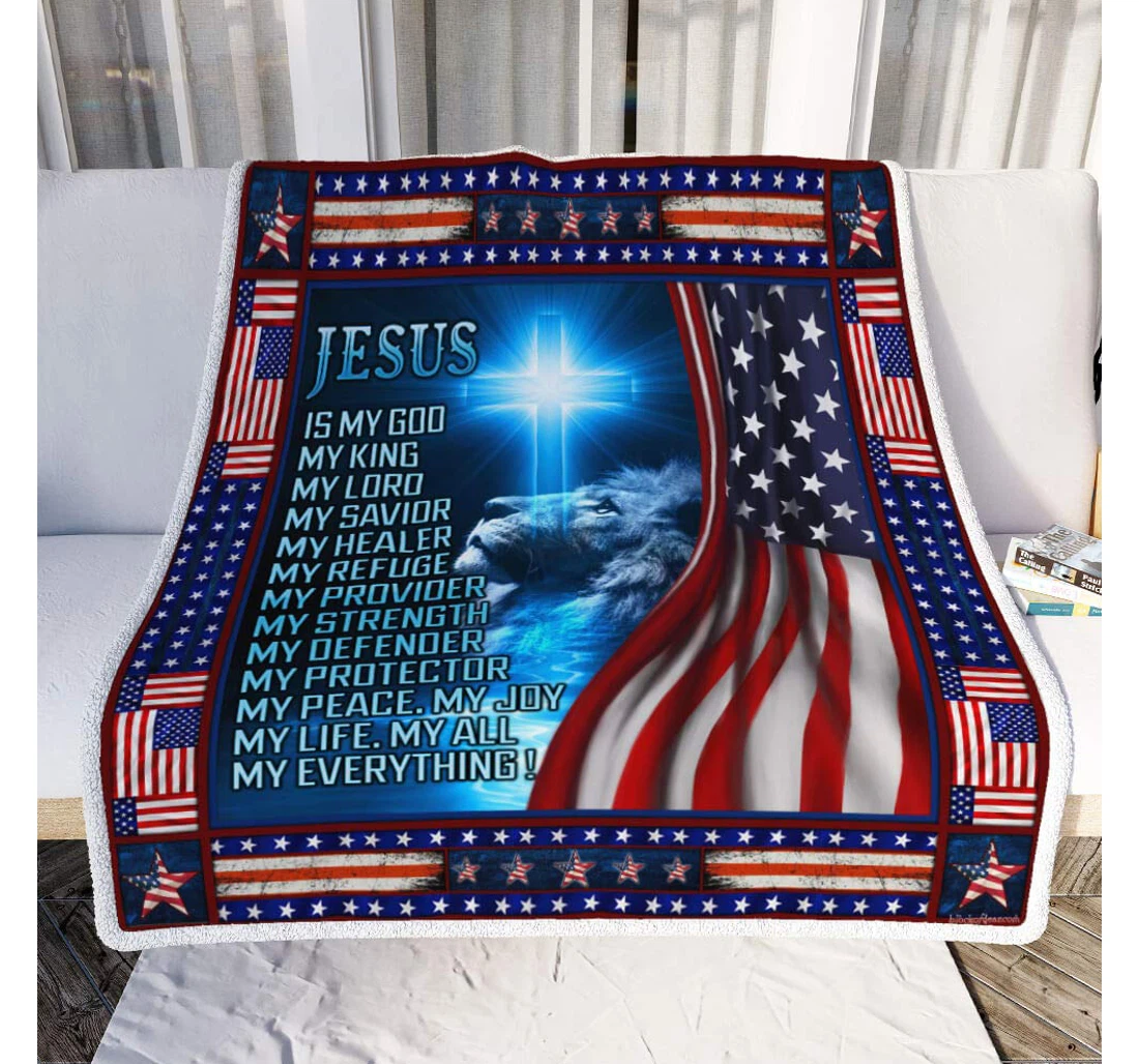 Throw Blanket, Quilt - Personalized Gifts Jesus Is My God Gifts Valentine Sherpa Fleece