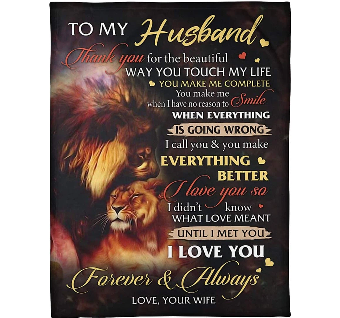 Throw Blanket, Quilt - Personalized Lion To My Husband Love From Wife Custom Crown Lion Couple Together Artist Lover Gifts Sherpa Fleece