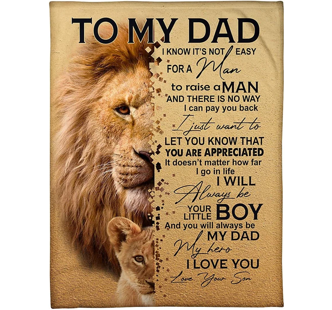 Throw Blanket, Quilt - Personalized Lion To My Dad From Son Custom Name Crown Lion Father And Baby Face Half Artist Gifts Xmas Sherpa Fleece