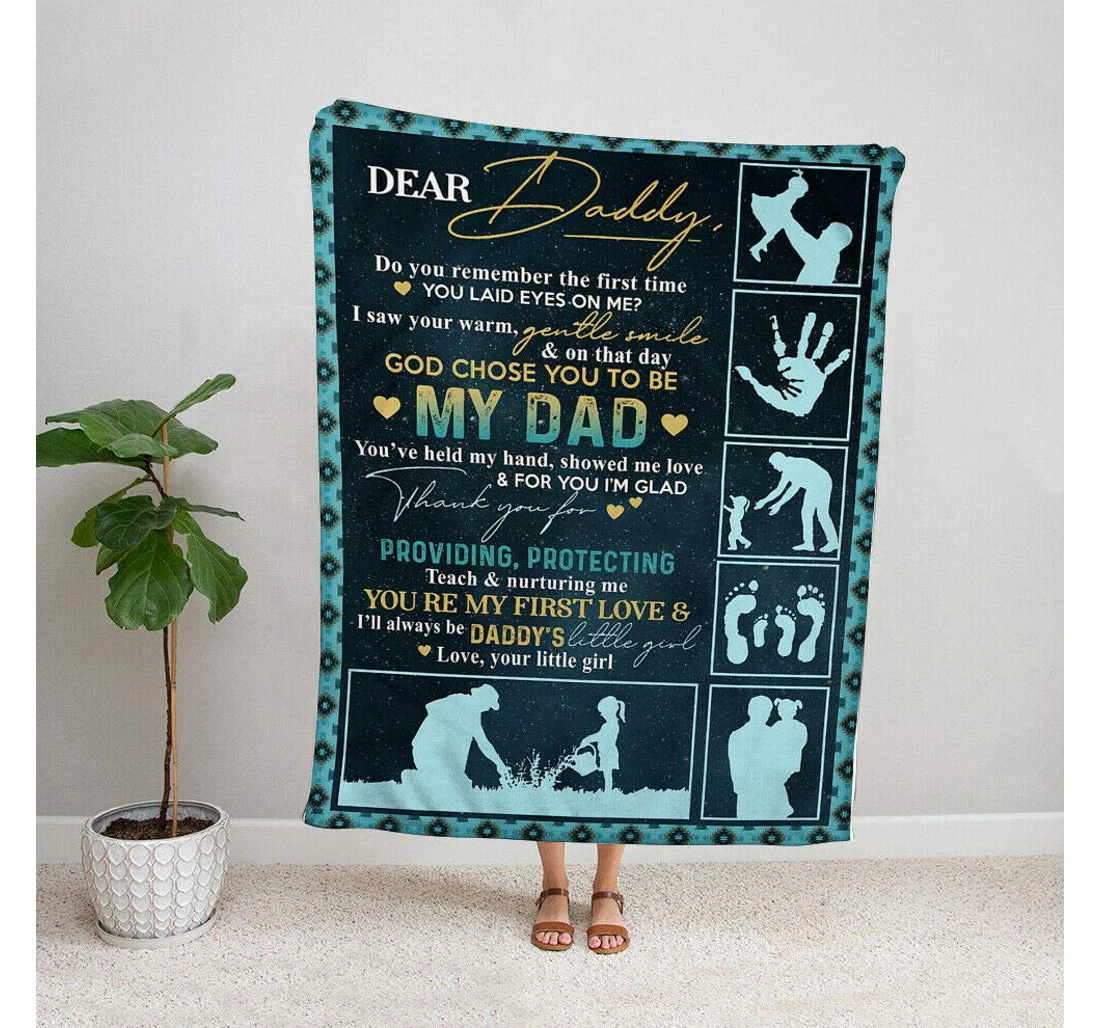 Throw Blanket, Quilt - Personalized Gifts Dear Daddy God Chose You To Be My Dad My First Love Happy Father's Day Sherpa Fleece