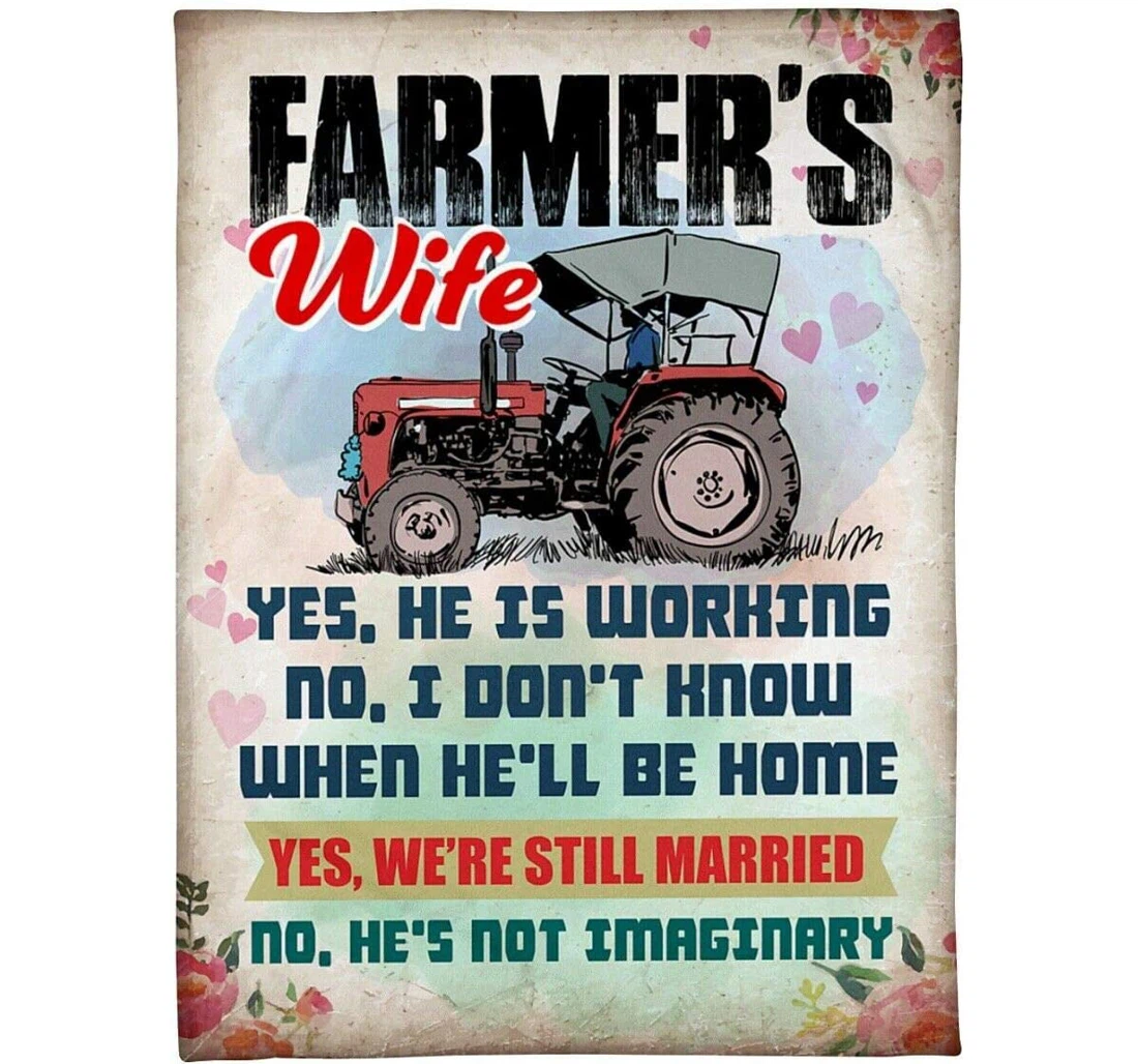 Throw Blanket, Quilt - Personalized Gifts Farmer's Wife Valentine Wife Couple Farmer Sherpa Fleece