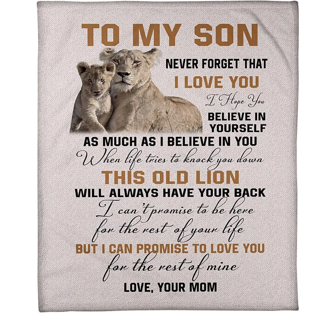 Throw Blanket, Quilt - Personalized Crown Lion To My Son From Dad Custom Name Lion Family Art Never Forget That I Love You Gifts Sherpa Fleece