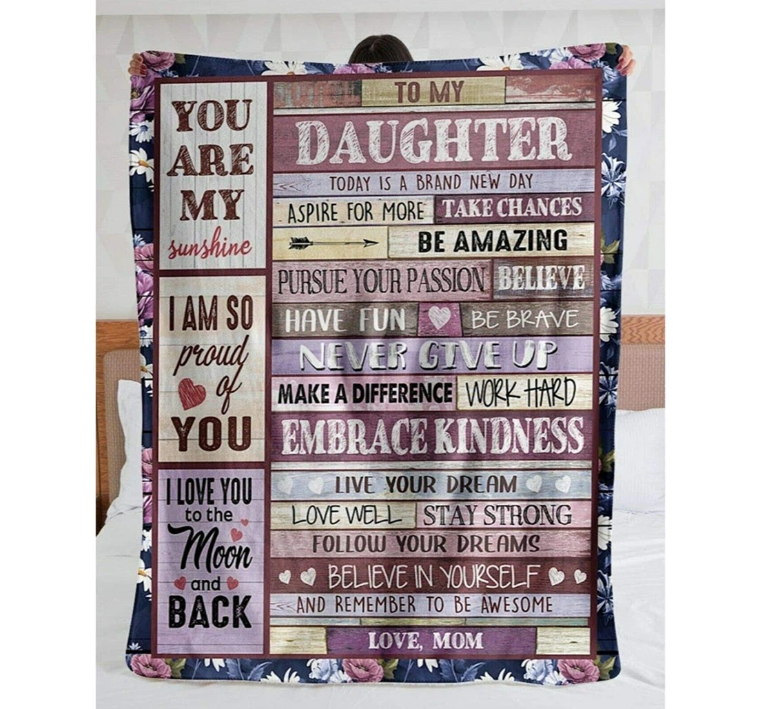 Throw Blanket, Quilt - Personalized Gifts To My Daughter You Are My Sunshine Mom Mother's Day Gifts Ideas Sherpa Fleece