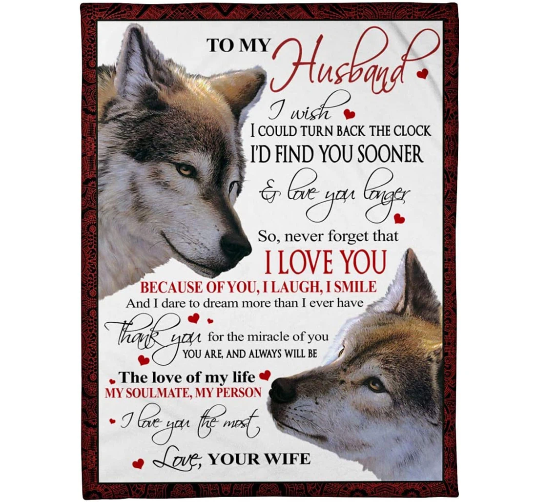 Throw Blanket, Quilt - Personalized Wolves To My Husband From Wife Custom Name Wolf Couple In The Snow Velvet Boyfriend Living Gifts Sherpa Fleece