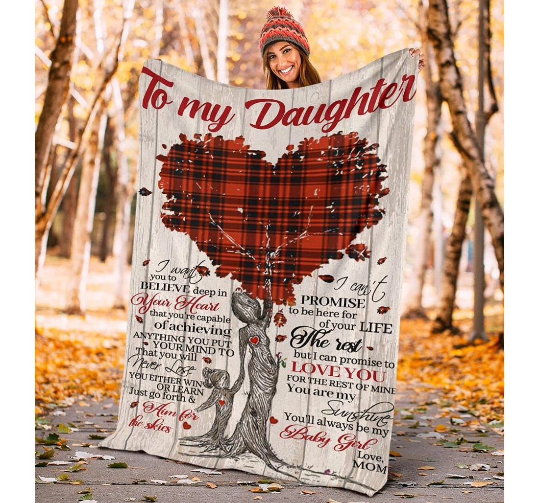 Throw Blanket, Quilt - Personalized Family Tree To My Daughter Custom Name Mom And Daughter Heart Tree Light Weight Bedroom Gifts Beautiful Daughter Sherpa Fleece