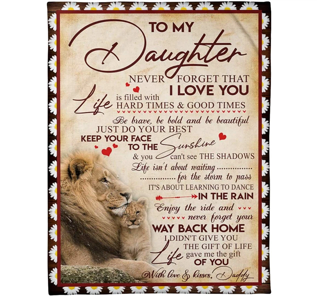 Throw Blanket, Quilt - Personalized Lion Family Daughter From Dad Daddy Custom Name Cute Crown Lion Father And Baby Gifts Xmas Sherpa Fleece