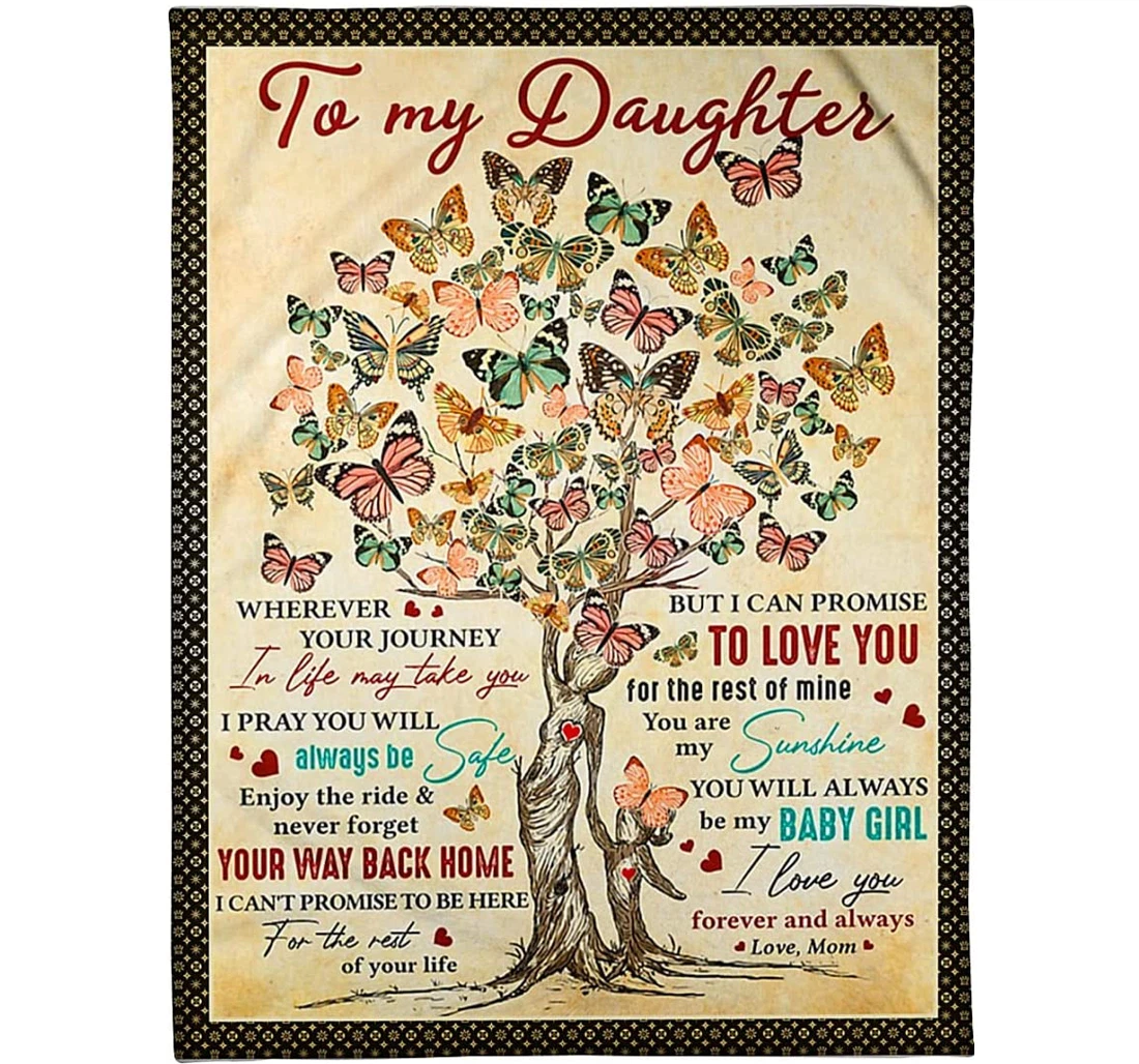 Throw Blanket, Quilt - Personalized Butterfly To My Daughter From Mom Custom Name Beautiful Butterfly Tree Mother And Baby Gifts Sherpa Fleece