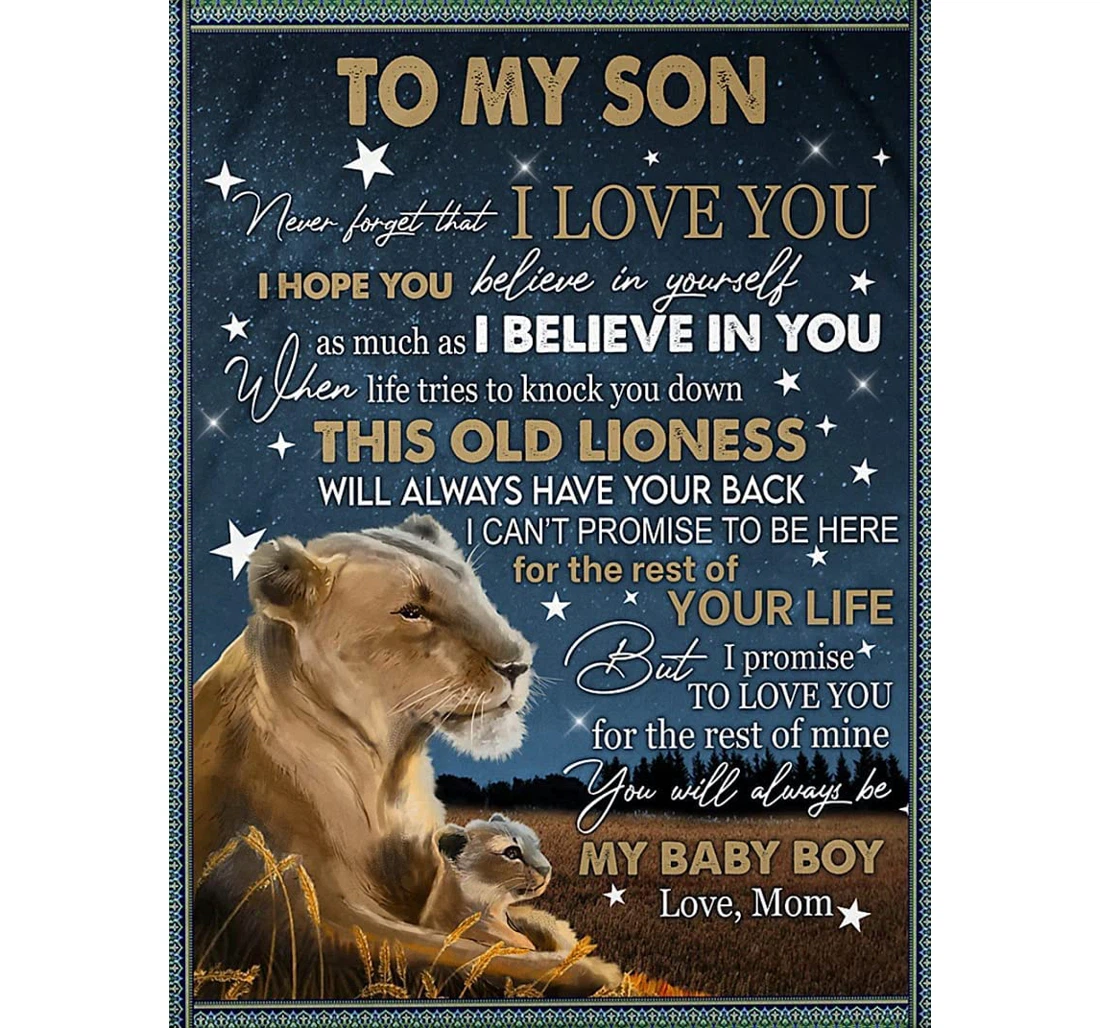 Throw Blanket, Quilt - Personalized To My Son Lion From Mom Customized Braver Mother And Baby Lion Together Artist Bedroom Gifts Sherpa Fleece