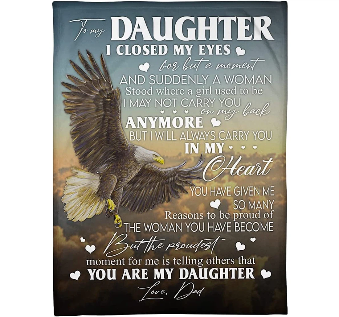 Throw Blanket, Quilt - Personalized To My Daughter Eagle Little Girl From Dad Customized Braver Eagle Flying The Sky Warmth Bedroom Gifts Daughter Sherpa Fleece