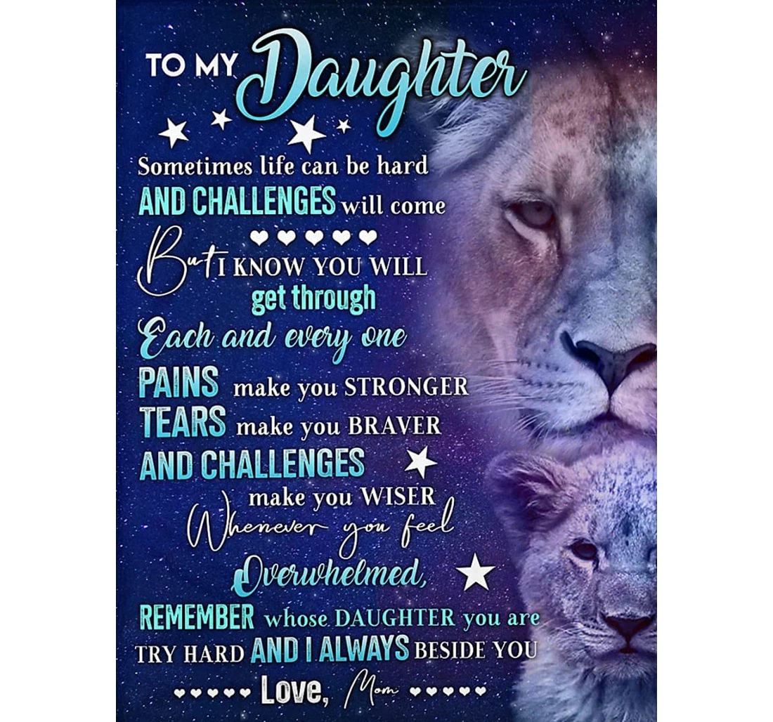 Throw Blanket, Quilt - Personalized To My Daughter Lion Beloved Girl From Mom Customized Two Crown Lion Together Night Sky Warmth Bedroom Gifts Sherpa Fleece