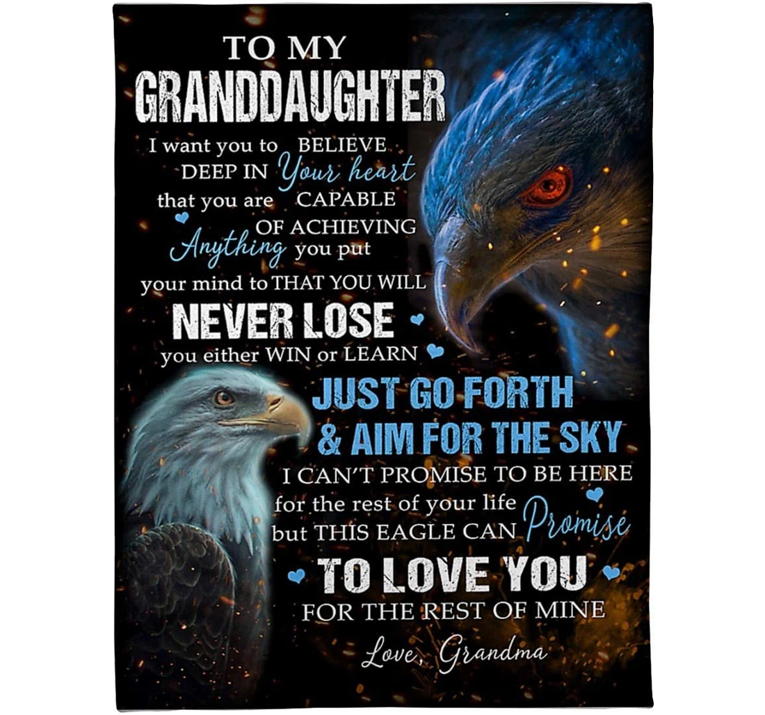 Throw Blanket, Quilt - Personalized Eagle To My Granddaughter From Grandma Customized Braver Eagle Baby And Grandmother Light Weight Bedroom Gifts Xmas Sherpa Fleece