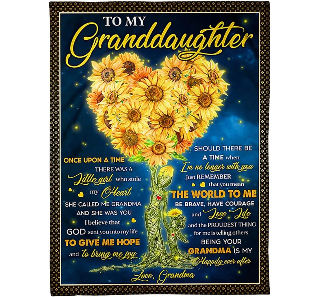 Throw Blanket, Quilt - Personalized Tree To My Granddaughter From Grandma Custom Name Sunflower Heart Tree Mother And Baby Gifts Sherpa Fleece