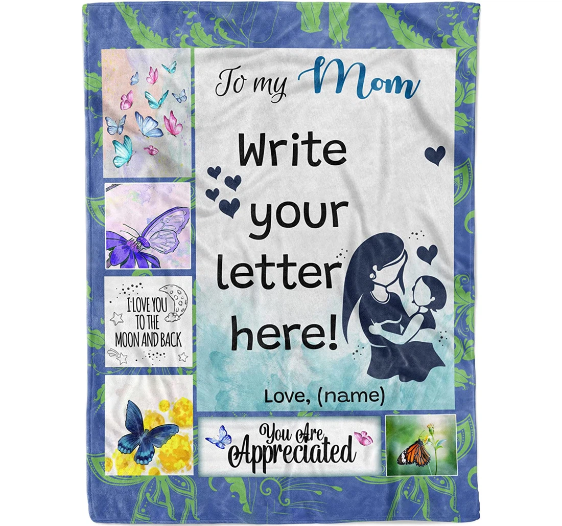 Throw Blanket, Quilt - Personalized To My Mom Letter Mommy Grandma Customized Love Letter To Mom From Son Daughter Unique Custom Motivational Quotes Mother-in-law Wife Sherpa Fleece