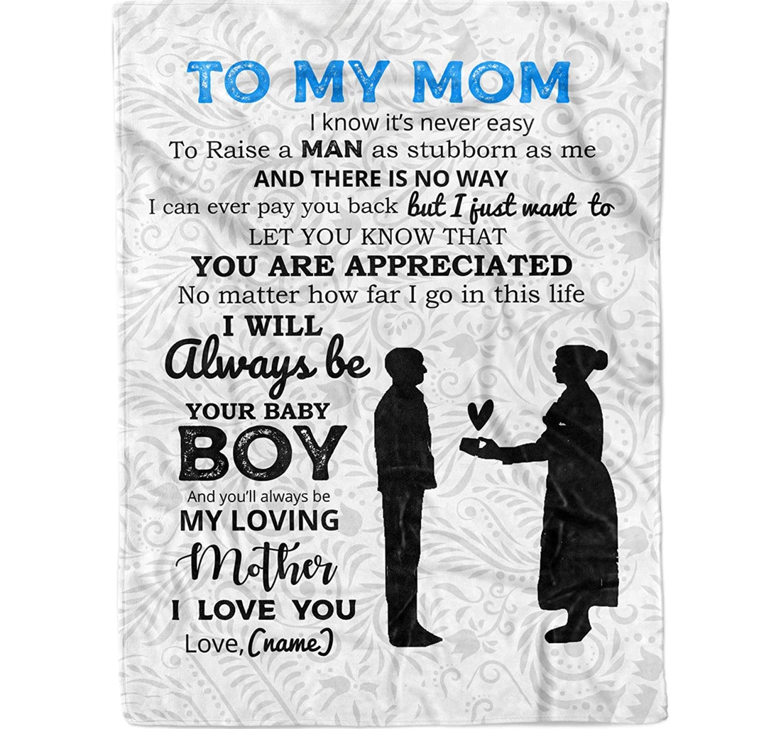 Throw Blanket, Quilt - Personalized To My Mom Letter Mommy Nana Grandma Customized To Mom Love Letter From Son Grandson Unique Custom Motivational Quotes Mother-in-law Sherpa Fleece