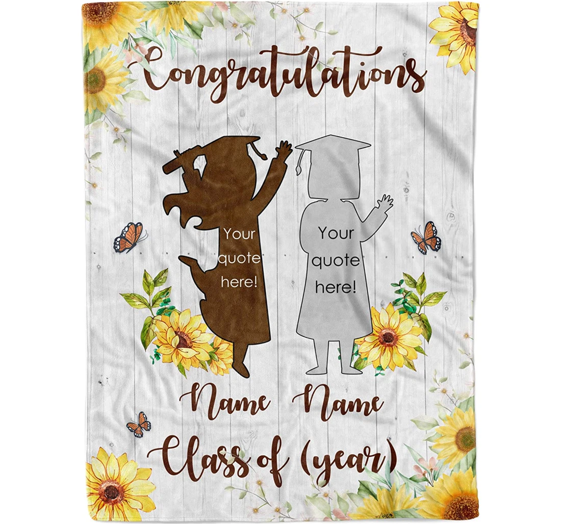 Throw Blanket, Quilt - Personalized Graduation With Quotes And Names Kindergarten High School Uniquecustomized Floral Graduation Daughter Granddaughter Niece From Aunt Mom Sherpa Fleece