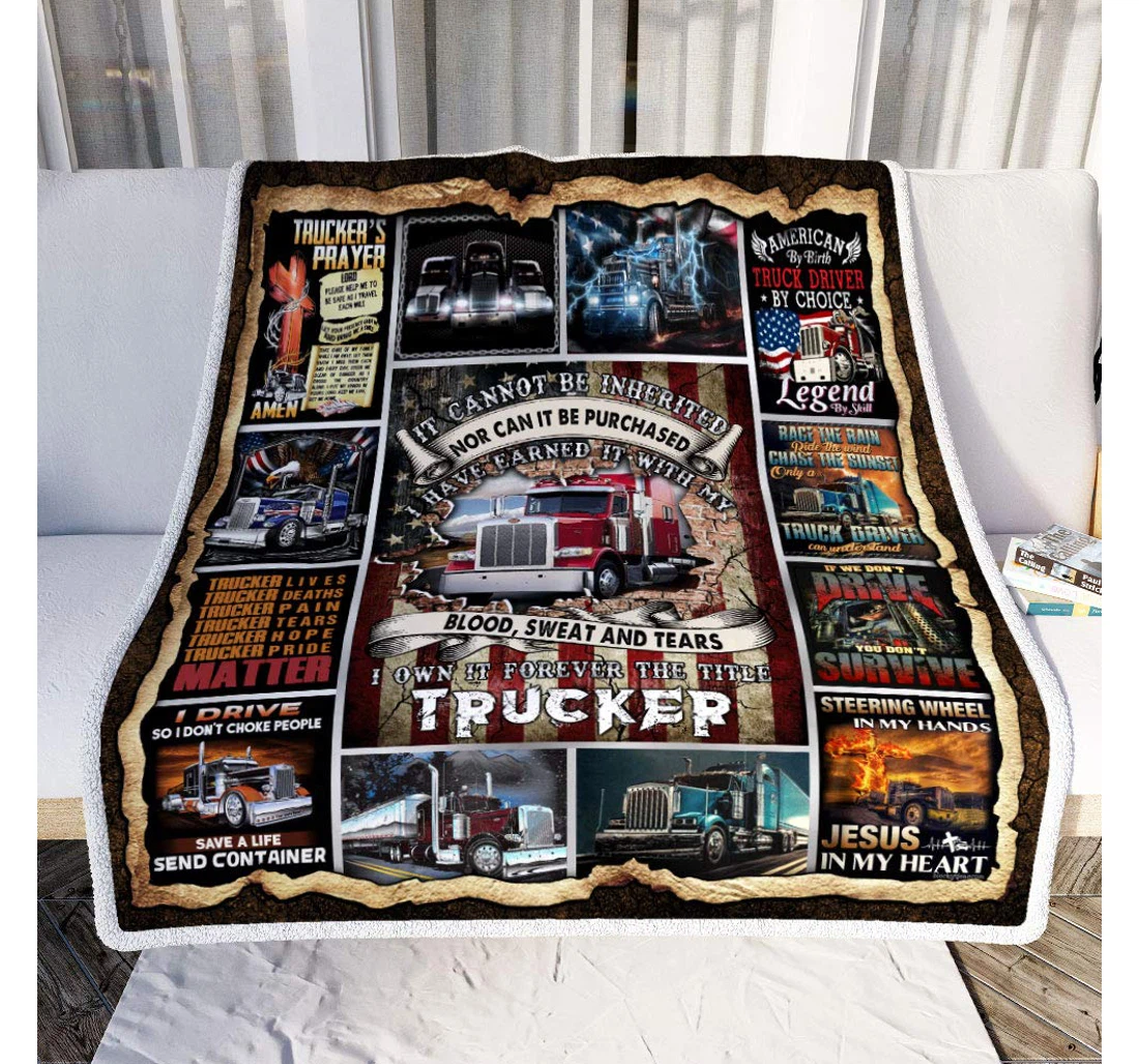 Throw Blanket, Quilt - Personalized Gifts Truck Driver. Trucker American Gifts Valentine Sherpa Fleece