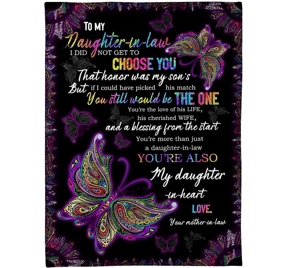 Throw Blanket, Quilt - Personalized Butterfly Daughter In Law From Mother Custom Name Beautiful Mandala Butterflies Family Warmth Gifts Sherpa Fleece