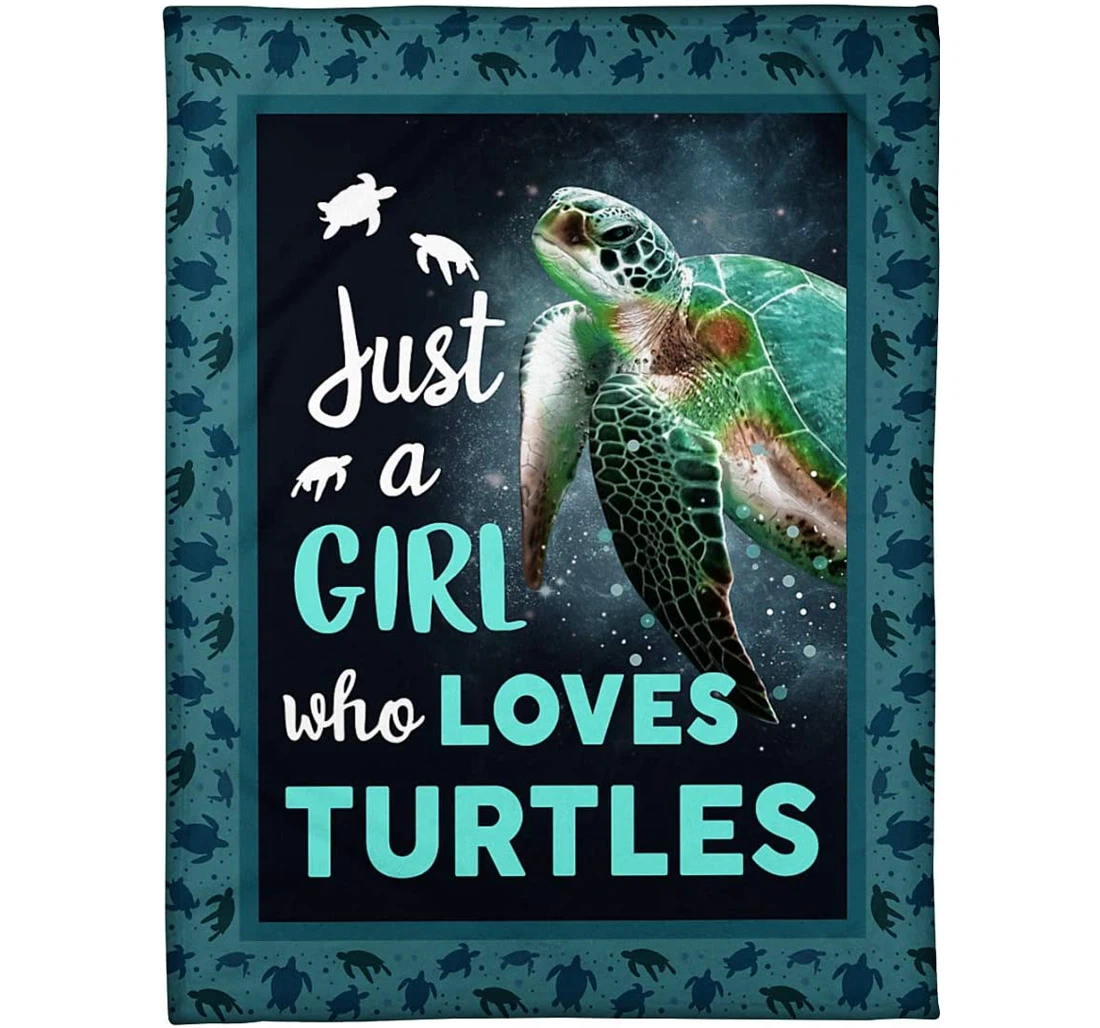 Throw Blanket, Quilt - Personalized Gifts Just A Girl Who Loves Turtles Turtles Sherpa Fleece