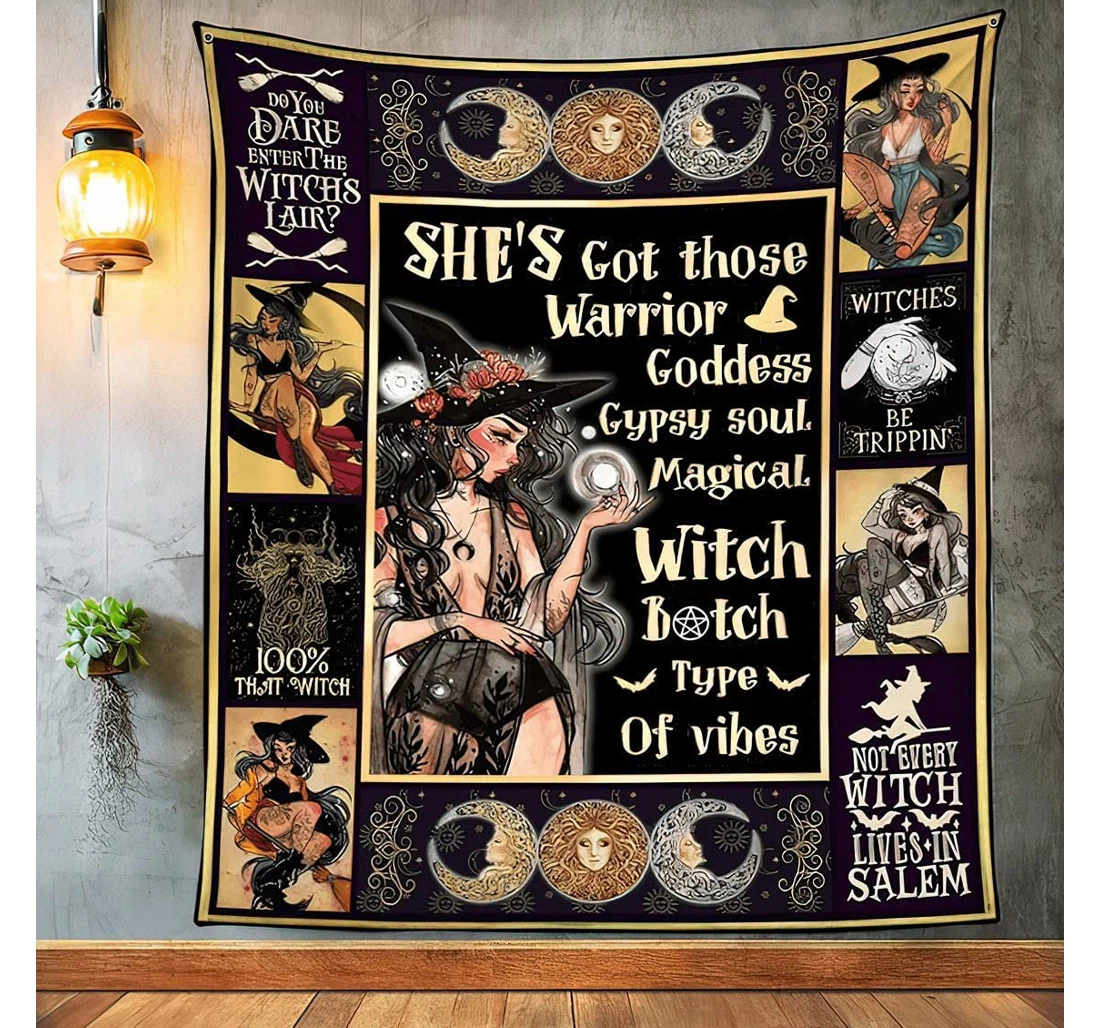 Throw Blanket, Quilt - Magical Witch Halloween Halloween Magical Witch Halloween Halloween Gift Halloween Gift Sherpa Fleece