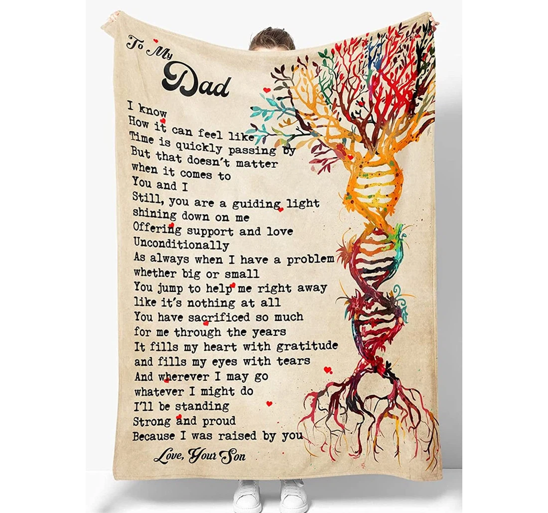 Throw Blanket, Quilt - Dad Gift Dad From Son Father's Day Sizes And Sherpa Fleece