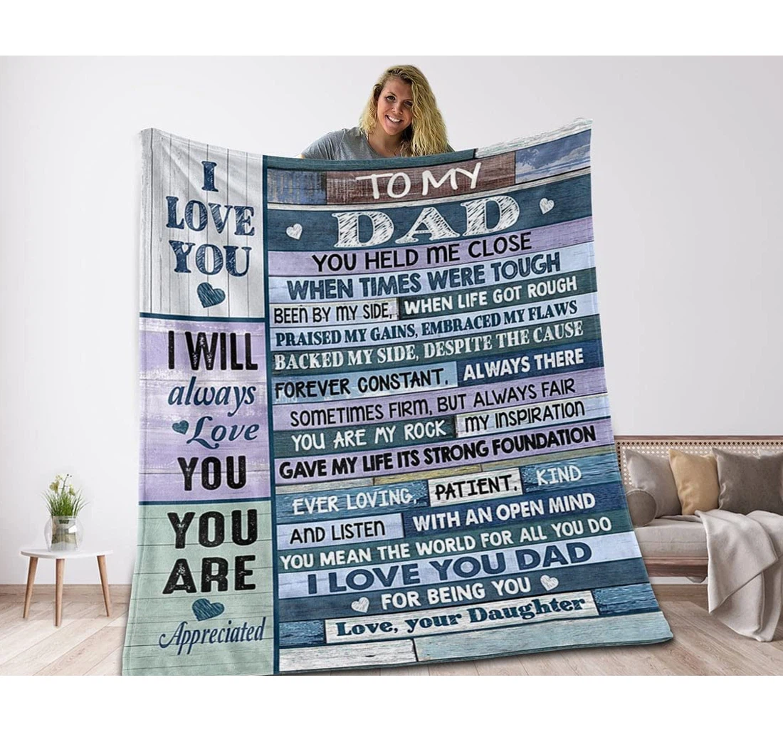 Throw Blanket, Quilt - Gift To My Dad To My Daddy Dad And Daughter Gifts Father's Day Dad Gifts From Daughter Sizes And Sherpa Fleece