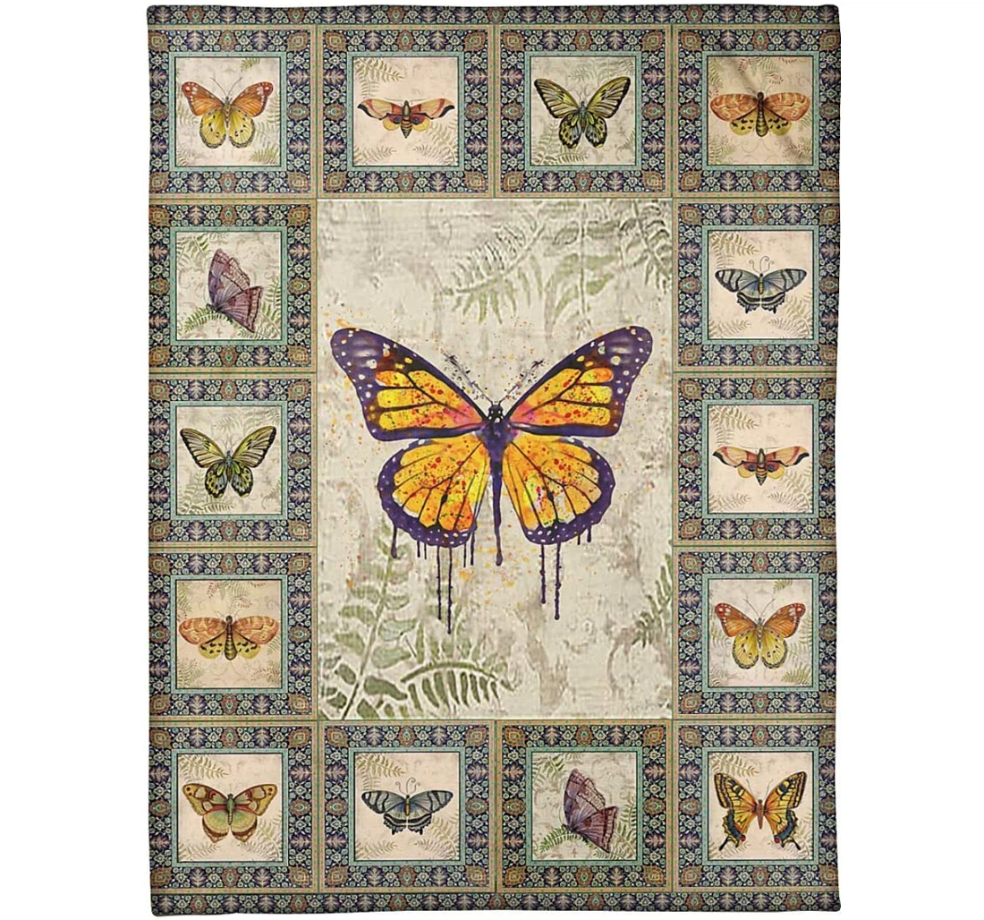 Throw Blanket, Quilt - Personalized Butterfly Funny Gifts Kids And Loved Ones In The Family Butterfly Lovers Butterfly Sherpa Fleece