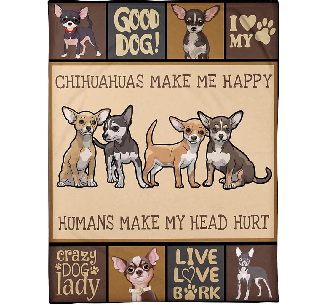 Throw Blanket, Quilt - Personalized Dogs Funny Gifts Kids And Loved Ones In The Family Dog Lovers Chihuahuas Sherpa Fleece