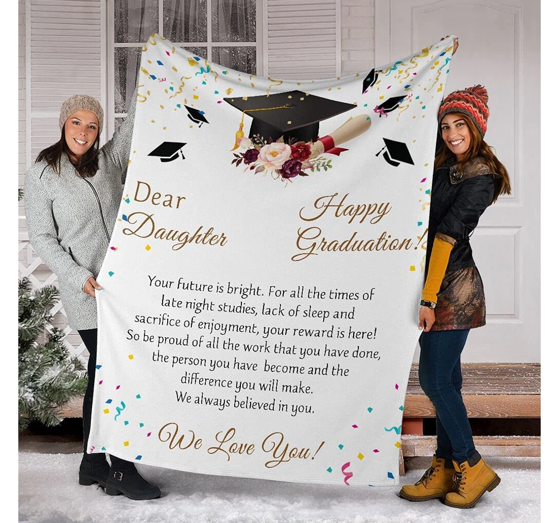 Throw Blanket, Quilt - Made In Usa Happy Grandaution Daughter Gift Gradaution Present Friend Gradaution 2021 Family Sherpa Fleece