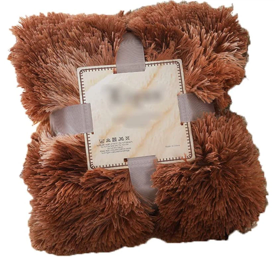 Throw Blanket, Quilt - Long Woolen Pure Color Napping Fluffy Thick Children's Cover Cold Season And Air Conditioned Room Sherpa Fleece