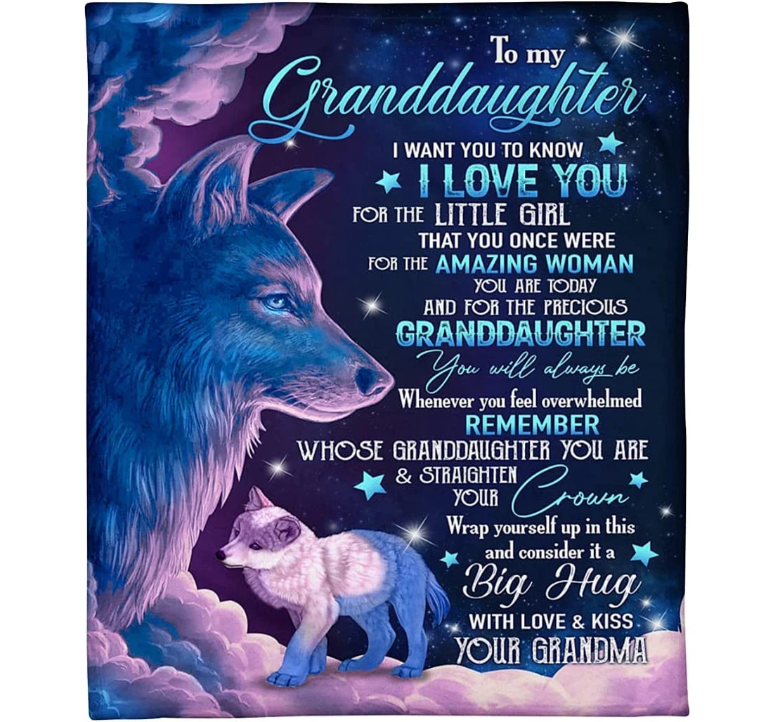 Throw Blanket, Quilt - Personalized To My Granddaughter Wolf Baby Girl From Grandma Customized Cute Baby Wolf On The Gifts Sherpa Fleece