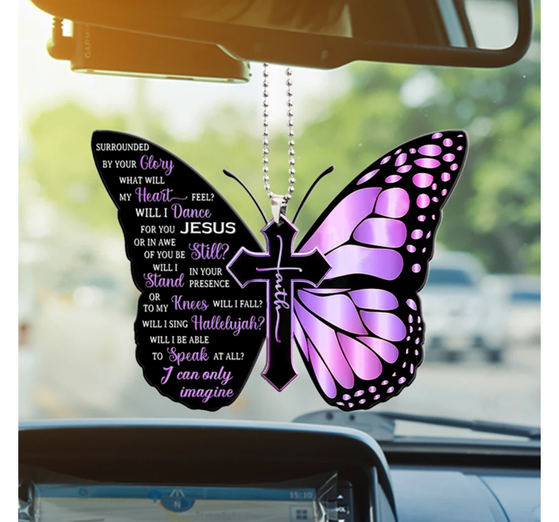 Butterfly Surrounded By The Glory Unique Design Car Hanging Ornament MDF Ornament