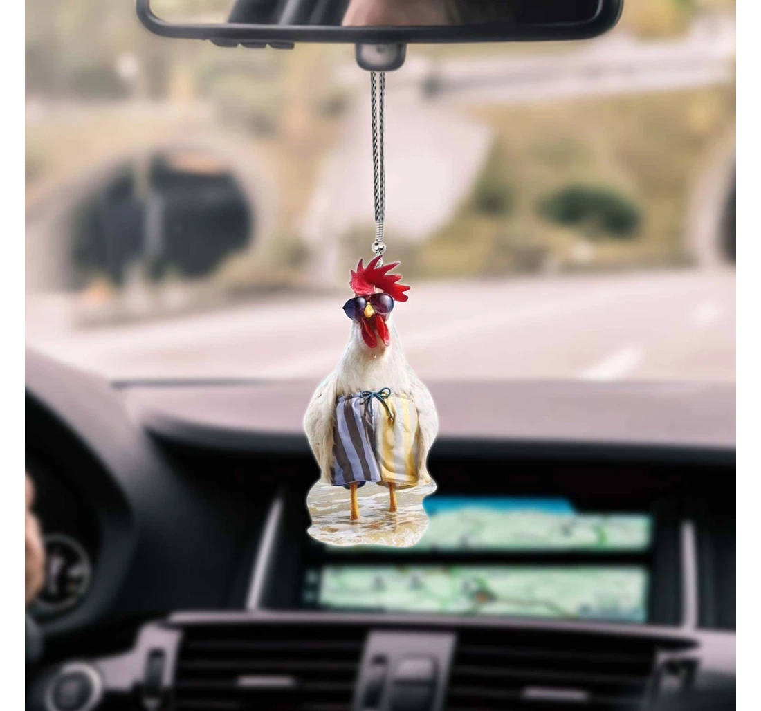 Funny Rooster No 16 Unique Design Car Hanging Ornament MDF Ornament