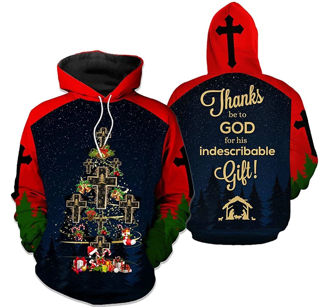 Christmas Thanks Be To God His Indescribable Gift - 3D Printed Pullover Hoodie