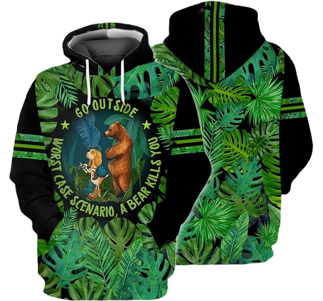 Tropical Go Outside In Worst Case Scenario A Bear Will Kill You - 3D Printed Pullover Hoodie