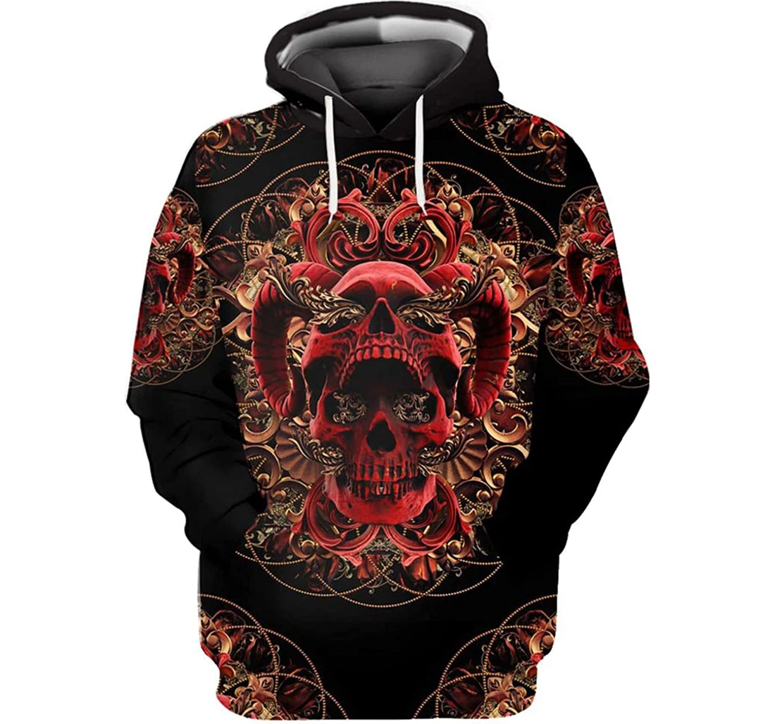 Red Skull King - 3D Printed Pullover Hoodie