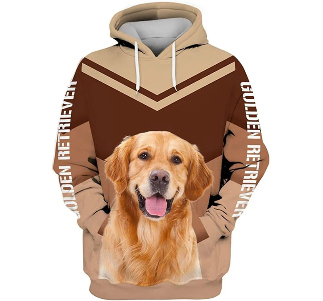 Golden Retriever In Brown Background - 3D Printed Pullover Hoodie