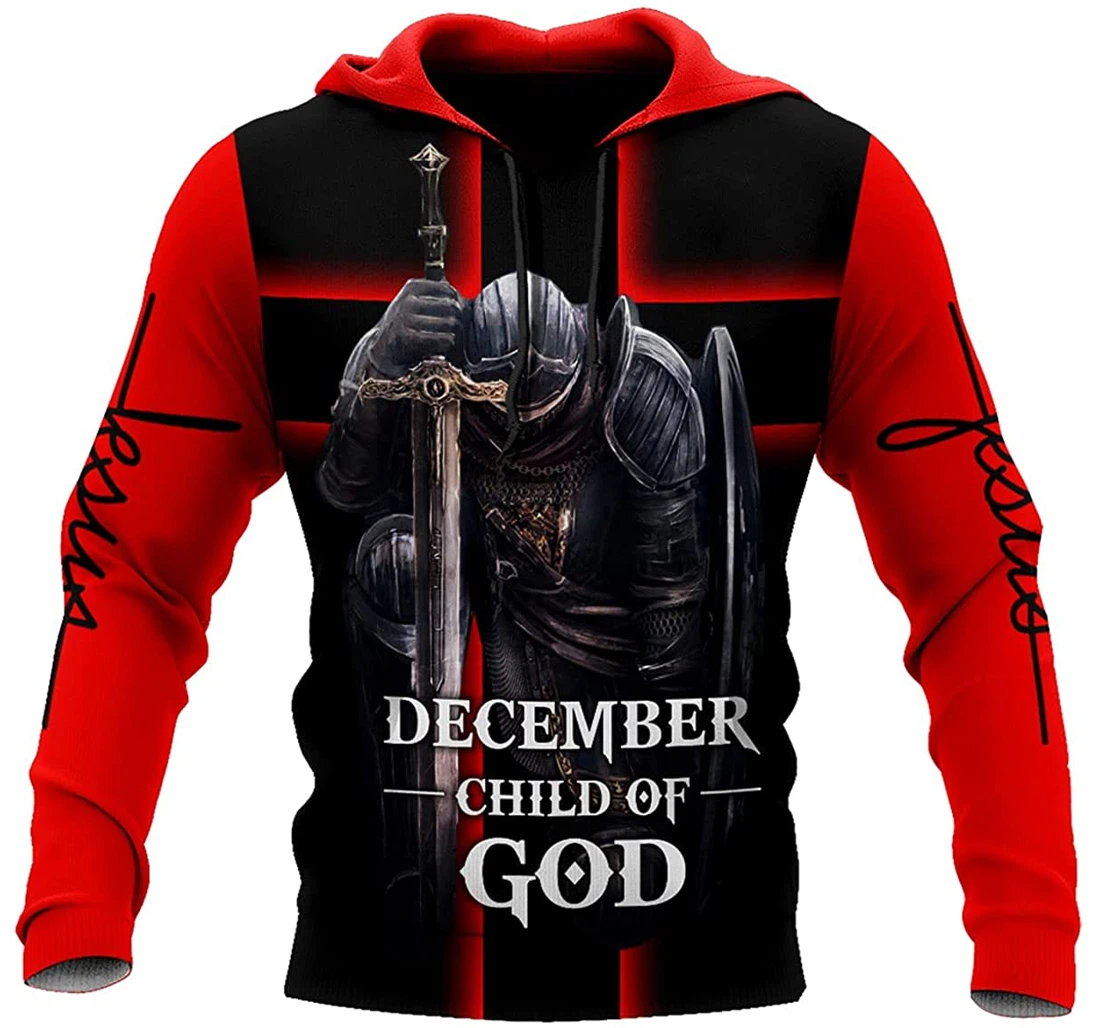 Christian Jesus Knight Templar Art Cross - 3D Printed Pullover Hoodie