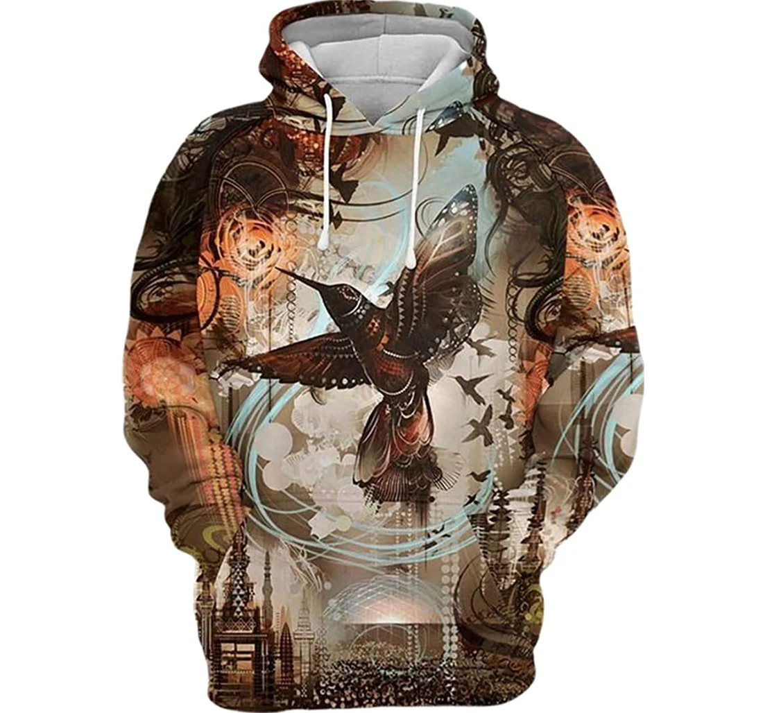 Awesome Hummingbird Vintage - 3D Printed Pullover Hoodie