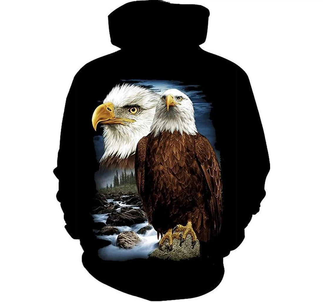 Eagle Native American In The Night - 3D Printed Pullover Hoodie