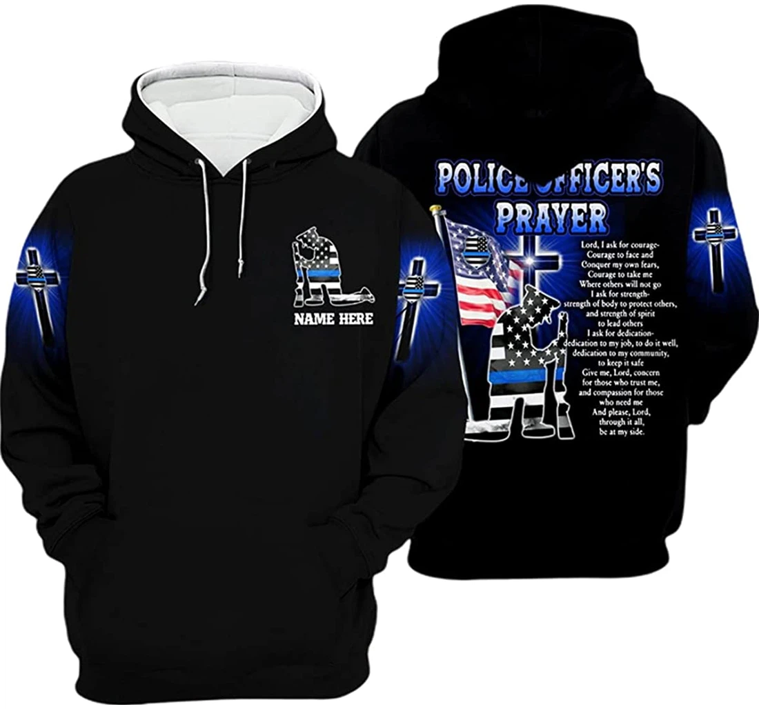 Personalized Name Police Officer's Prayer American - 3D Printed Pullover Hoodie