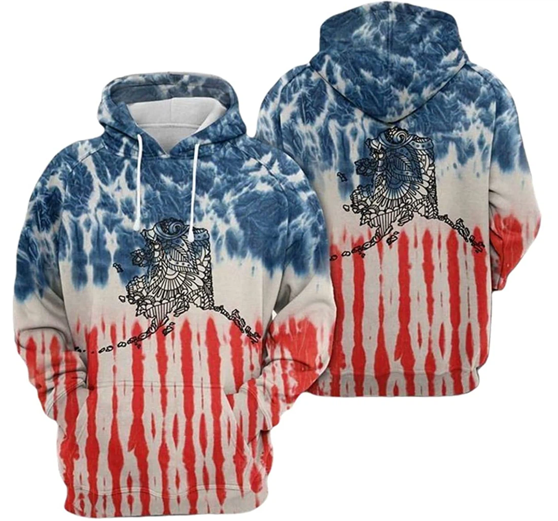 Alaska Usa Tie Dye - 3D Printed Pullover Hoodie