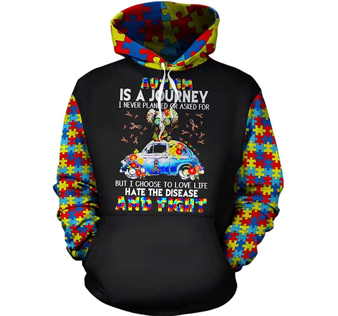 Autism Is A Journey - 3D Printed Pullover Hoodie