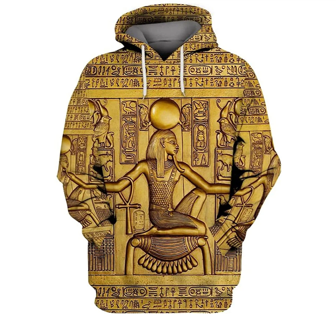 Golden Ancient Egypt Pattern - 3D Printed Pullover Hoodie