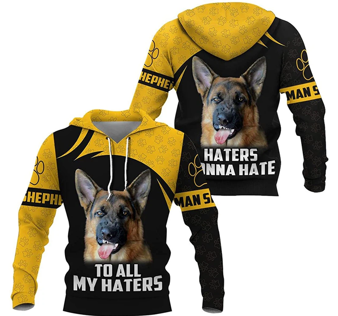 To All My Haters German Shepherd - 3D Printed Pullover Hoodie