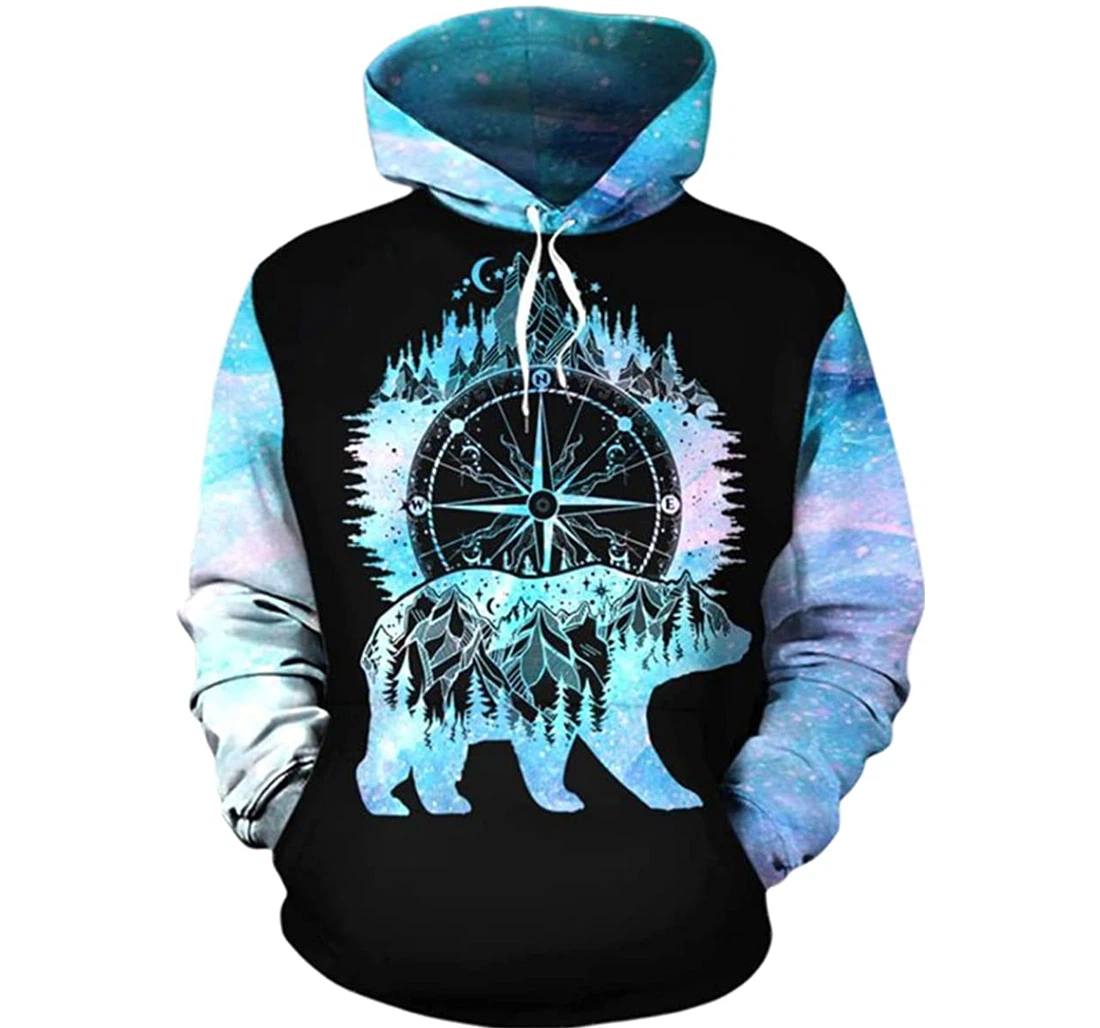 Camping Hologram Bear Christmas - 3D Printed Pullover Hoodie