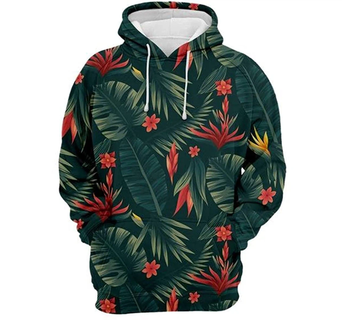 Dribble Tropical Plants - 3D Printed Pullover Hoodie